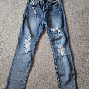 Judy Blue Ripped Skinny Jeans - Light Blue